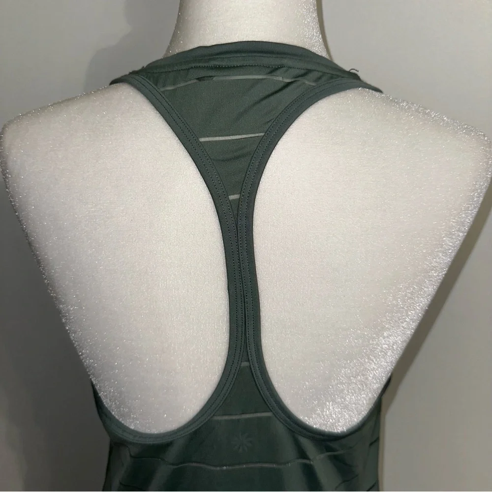 Athleta Chi Green Mesh Sheer Striped Tank Top Size s - Picture 6 of 11